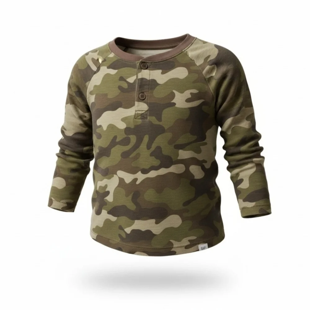 Baby Gap Boys 4 Green Camouflage Casual Comfy Shirt Long Sleeve EUC